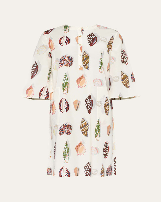 Shell Cotton-Silk Mini Sun Dress Coverup